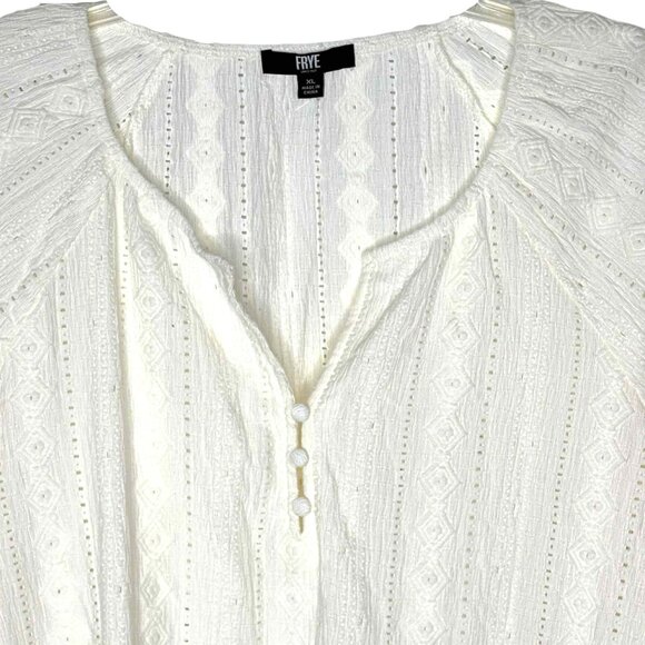 Frye Textured Long Sleeved Peasant Top - Salt Breeze (Cream) - XL - Picture 5 of 12